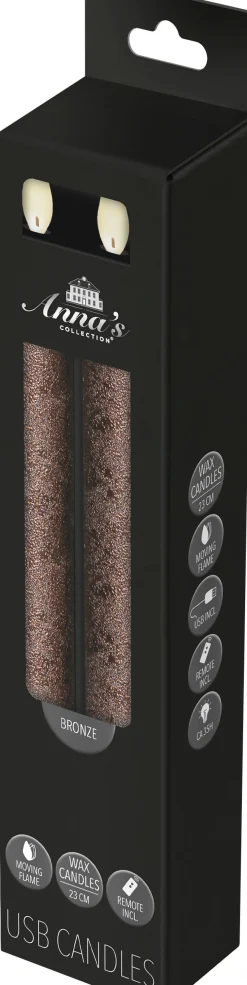 Anna's Collection LED dinerkaars Rustiek brons D 2 H 23 cm 2 stuks