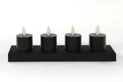 Anna's Collection LED startset waxinelicht met oplaadstation zwart D 3,8 H 6 cm 4 stuks
