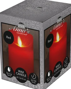 Anna's Collection LED stompkaars met timer Rustiek rood D 7,5 H 10 cm