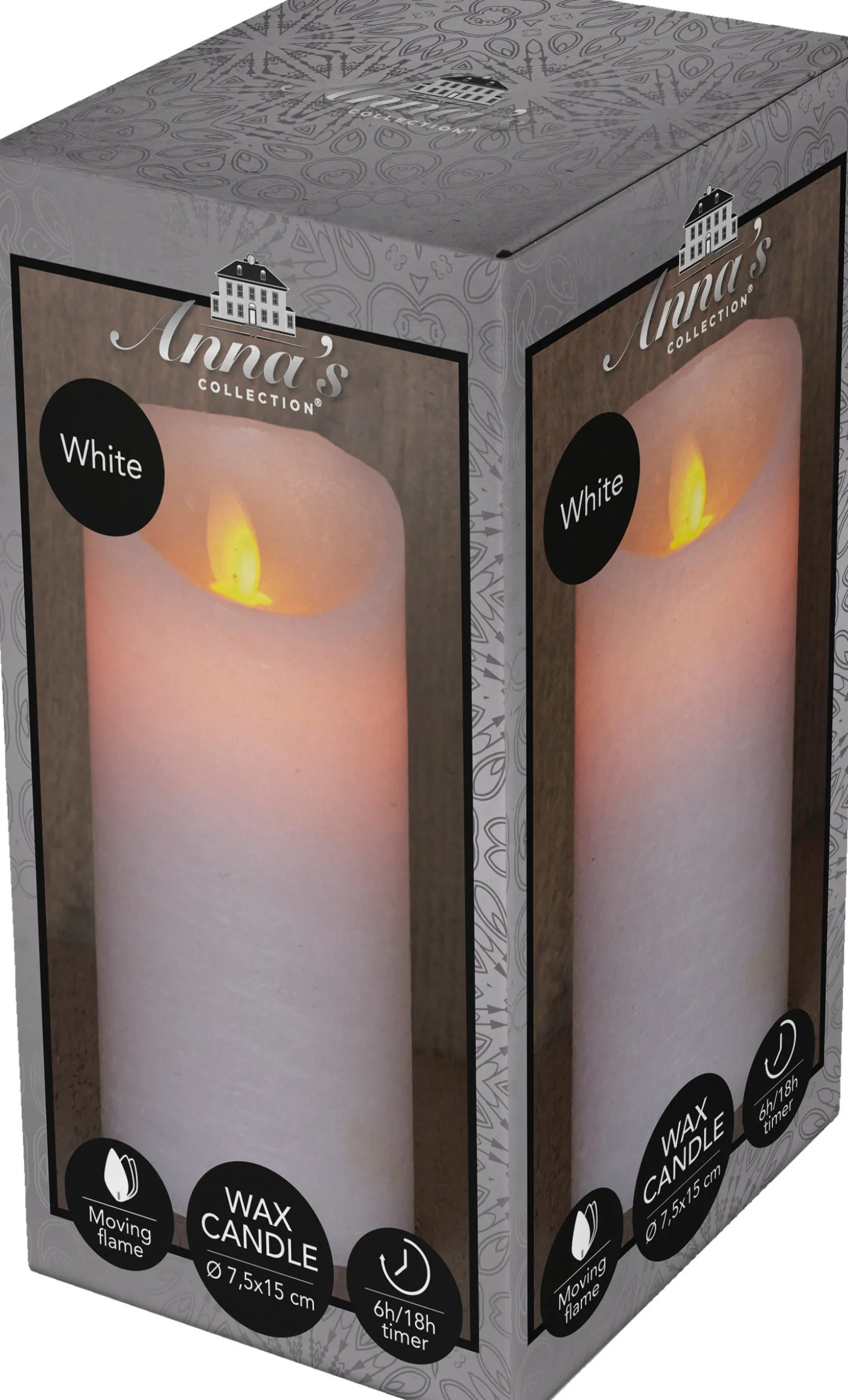 Anna's Collection LED stompkaars met timer zilver D 7,5 H 10 cm