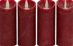 Anna's Collection LED stompkaars Rustiek rood D 5,2 H 12,5 4 stuks