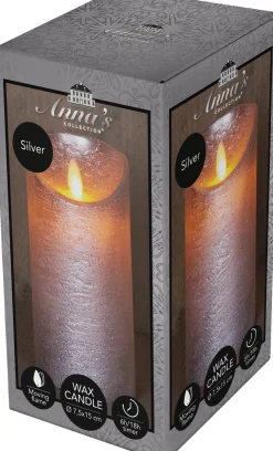 Anna's Collection LED stompkaars met timer zilver D 7,5 H 15 cm