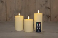 Anna's Collection led stompkaars Riba ivoor D 7,5 H 10 / 12,5 / 15 cm 3 stuks