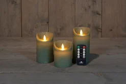 Anna's Collection LED stompkaars groen D 7,5 H 10 / 12,5 / 15 cm 3 stuks