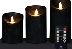 Anna's Collection LED stompkaars oplaadbaar zwart met afstandsbediening D 11 H 19,5 cm 3 stuks