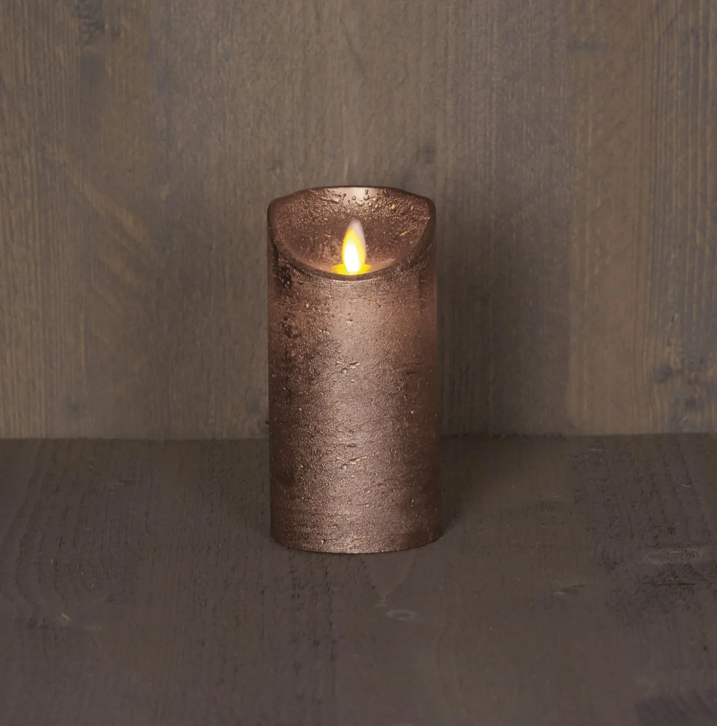 Anna's Collection LED stompkaars met timer brons D 7,5 H 12,5 cm