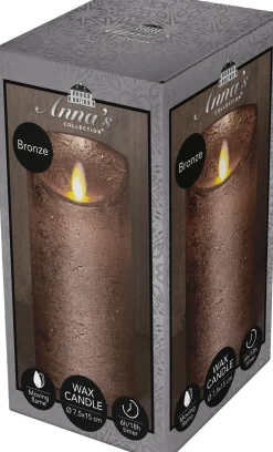 Anna's Collection LED stompkaars met timer brons D 7,5 H 12,5 cm