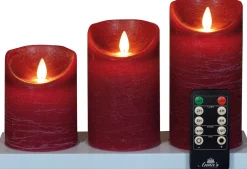 Anna's Collection led stompkaars Dinu rood D 7,5 H 10 / 12,5 / 15 cm 3 stuks