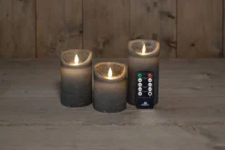 Anna's Collection led stompkaars Dinu grijs D 7,5 H 10 / 12,5 / 15 cm 3 stuks