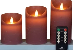 Anna's Collection LED stompkaars met oplaadstation roze D 7,5 H 10 / 12,5 / 15 cm 3 stuks