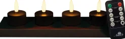 Anna's Collection LED waxinelicht met afstandsbediening zwart D 3,8 H 5 cm 4 stuks
