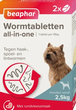 Beaphar wormtablet All-in-One hond 2,5-20 kg 2 stuks