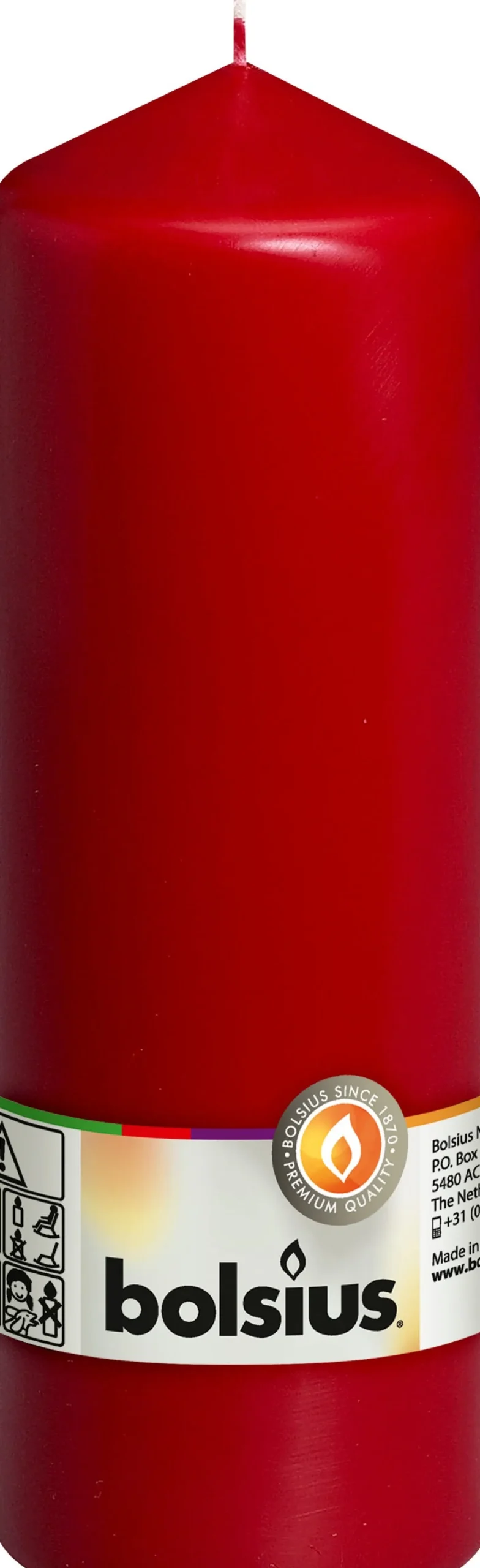 Bolsius stompkaars donker rood D 6,8 H 20 cm