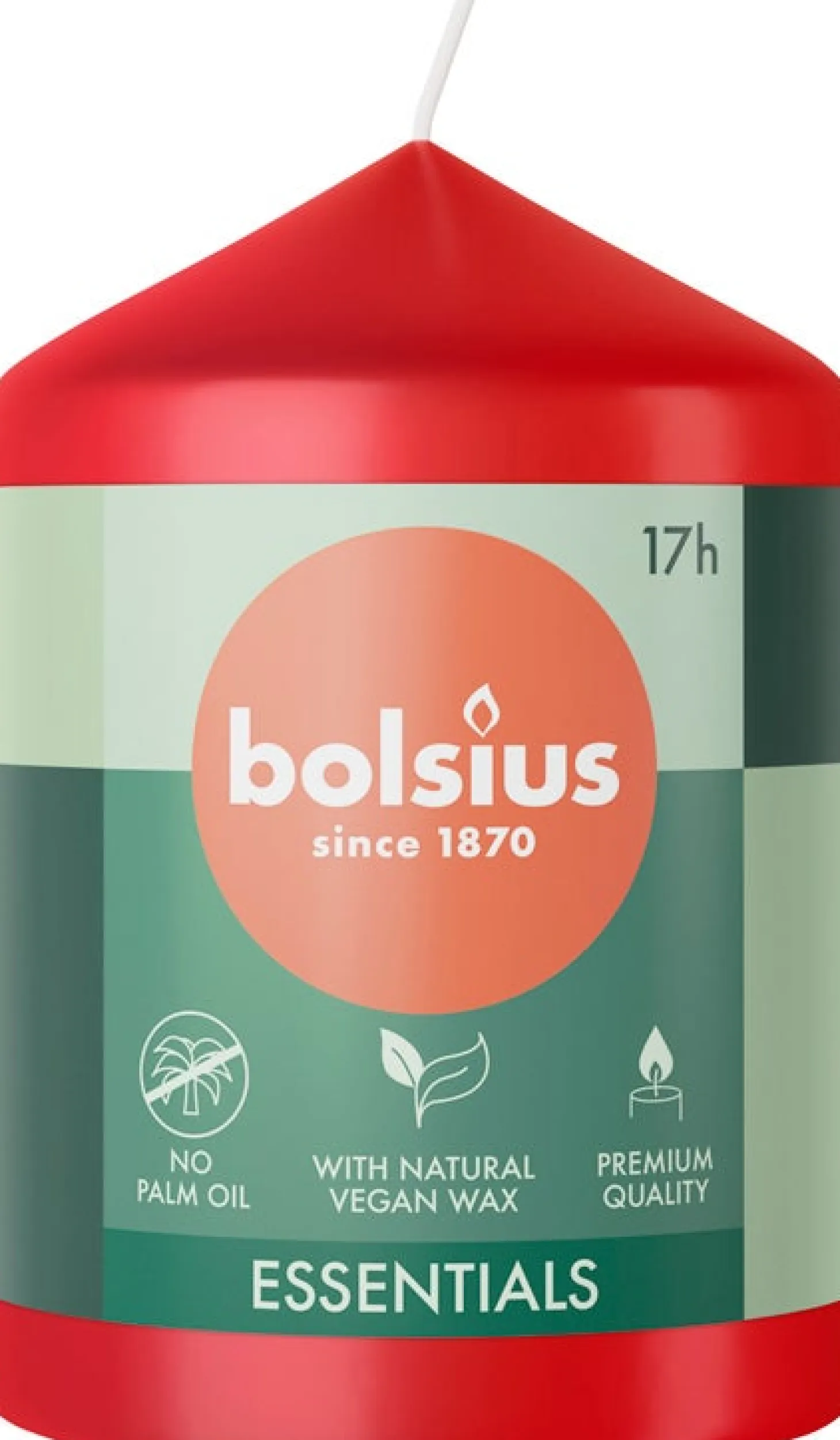 Bolsius stompkaars Essentials rood 17 uur D 5,8 H 8 cm