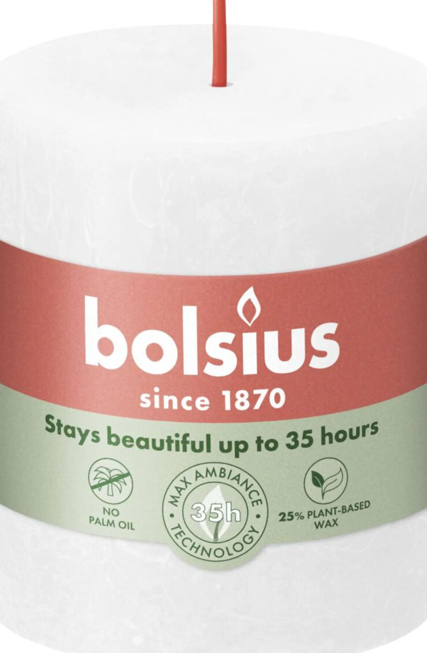 Bolsius stompkaars Rustiek Shine wit 35 uur D 6,8 H 8 cm