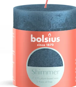 Bolsius stompkaars Shimmer blauw 35 uur D 6,8 x H 8 cm