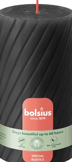 Bolsius stompkaars Twist antraciet 60 uur D 13,6 H 6,8 cm