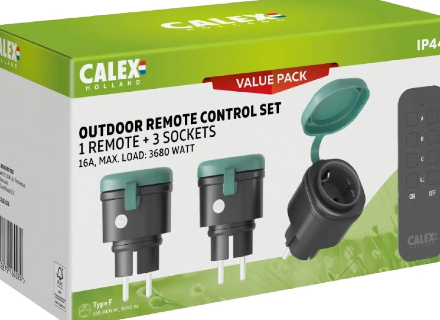 Calex stopcontact groen 3 stuks