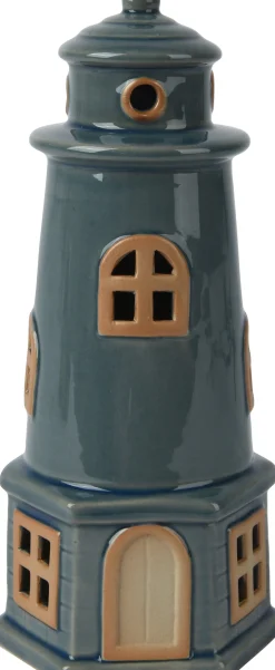 Decoris tuinbeeld Logan vuurtoren blauw D 8,6 H 22 cm