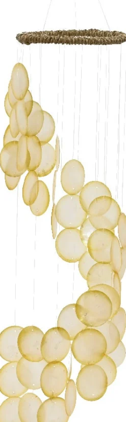 Decoris windspinner schelpen capiz goud D 14,5 H 60 cm