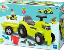 Ecoiffier loopwagen tractor met aanhanger groen 85 x 32 x 28 cm
