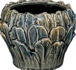 Mica Decorations bloempot Leaf blauw D 15 H 11,5 cm