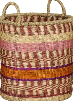 Mica Decorations opbergmand Olivia naturel / paars / rood D 34 H 36 cm