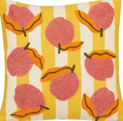 Mica Decorations sierkussen Vita wit / geel / roze 45 x 45 cm