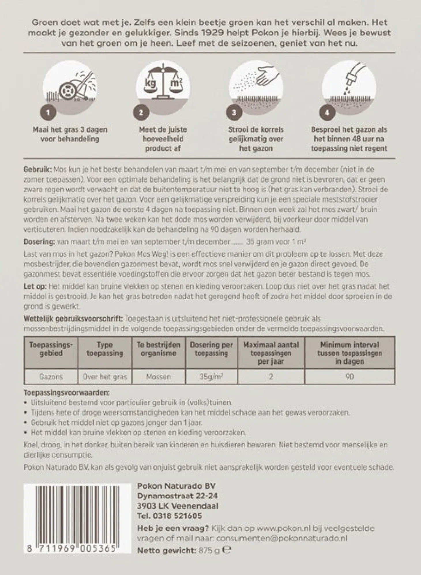 Pokon mosbestrijding 875 gr