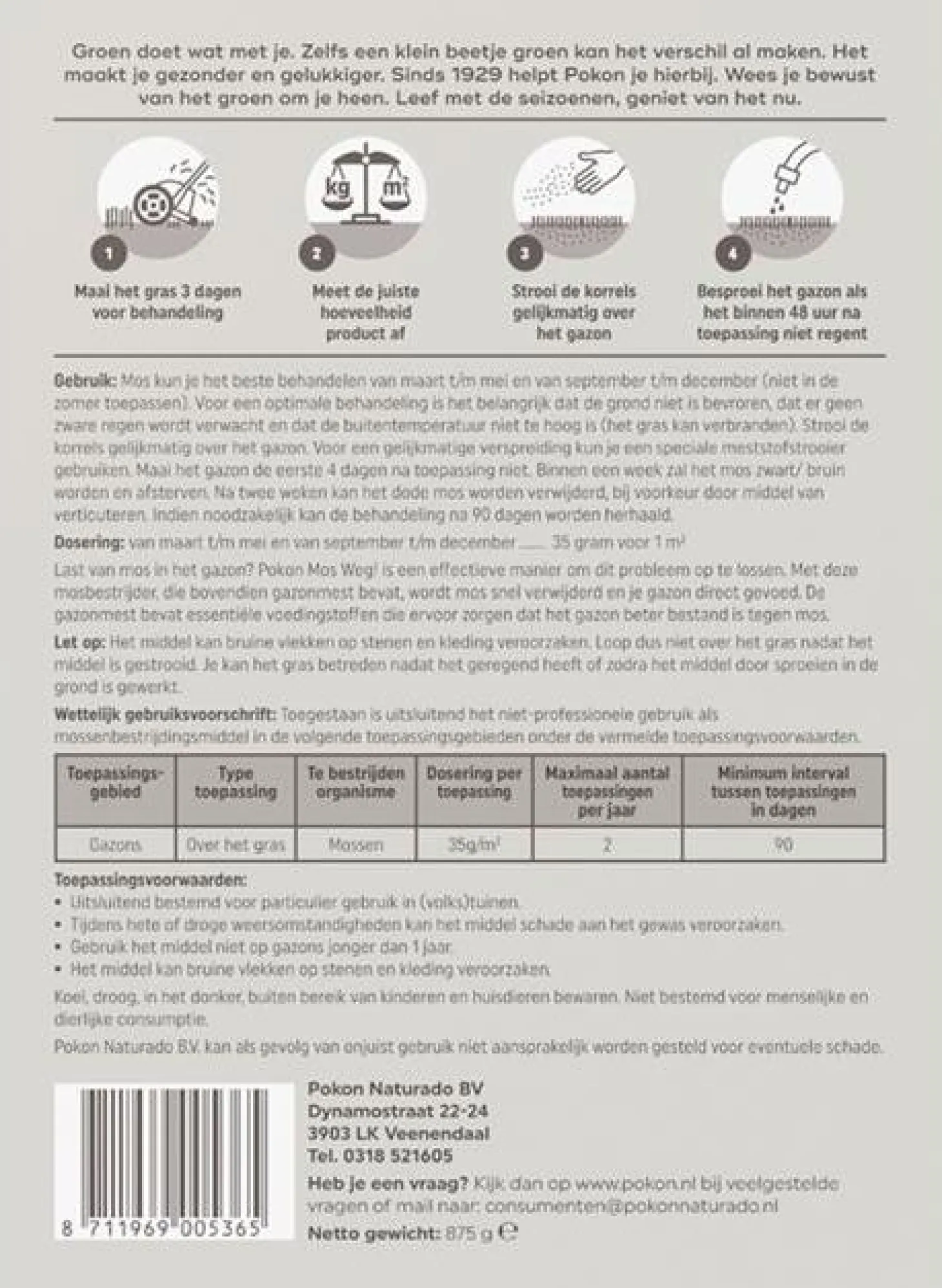Pokon mosbestrijding 875 gr