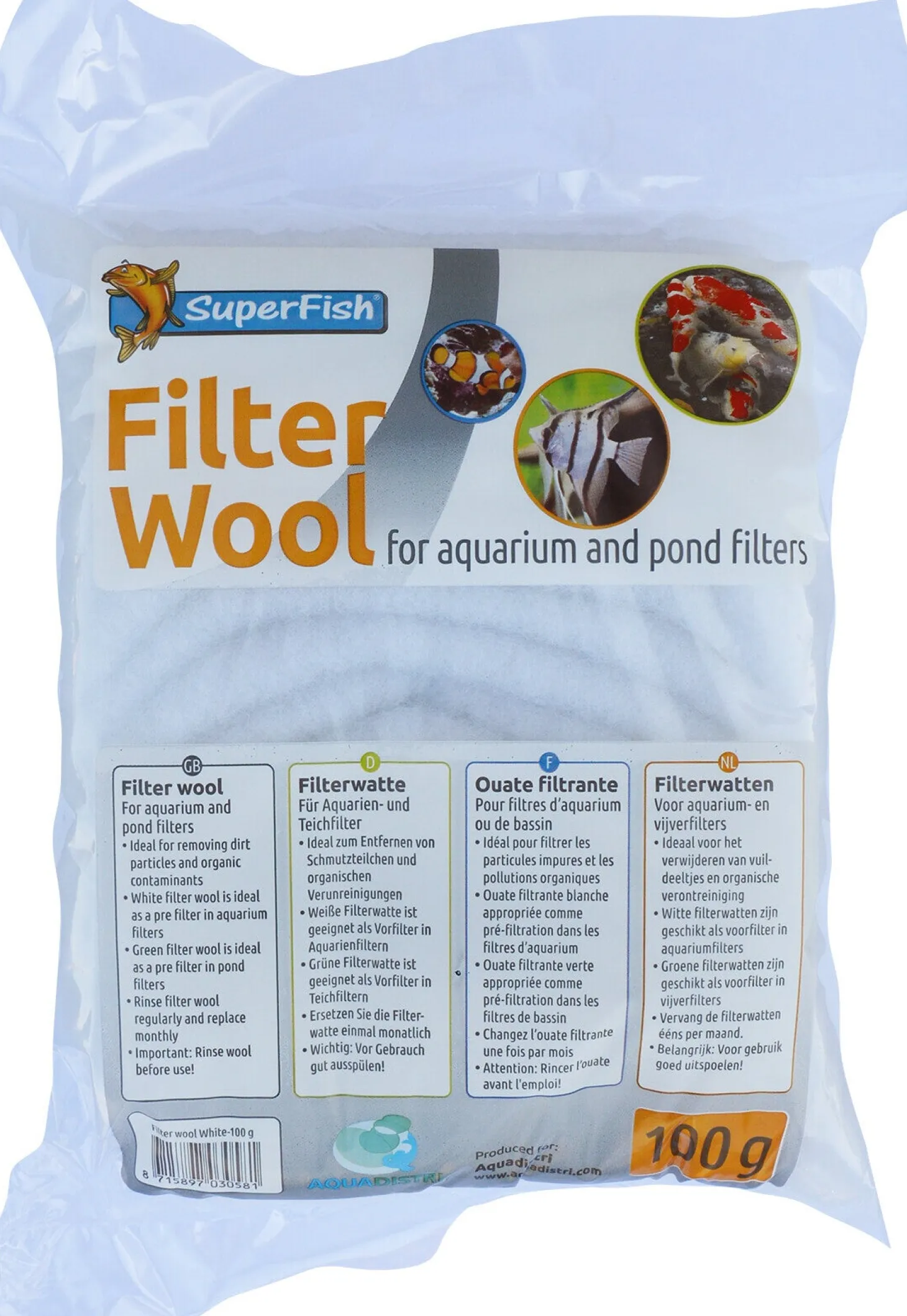 SuperFish filterwatten fijn wit 100 g