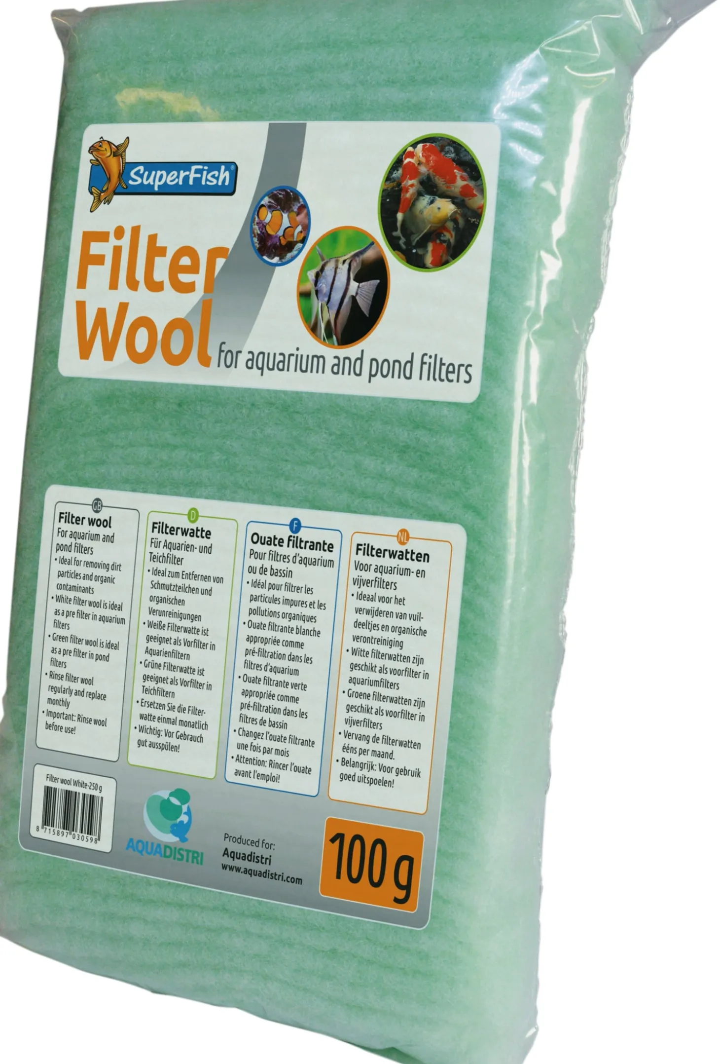 SuperFish vijver filterwatten grof groen 100 g