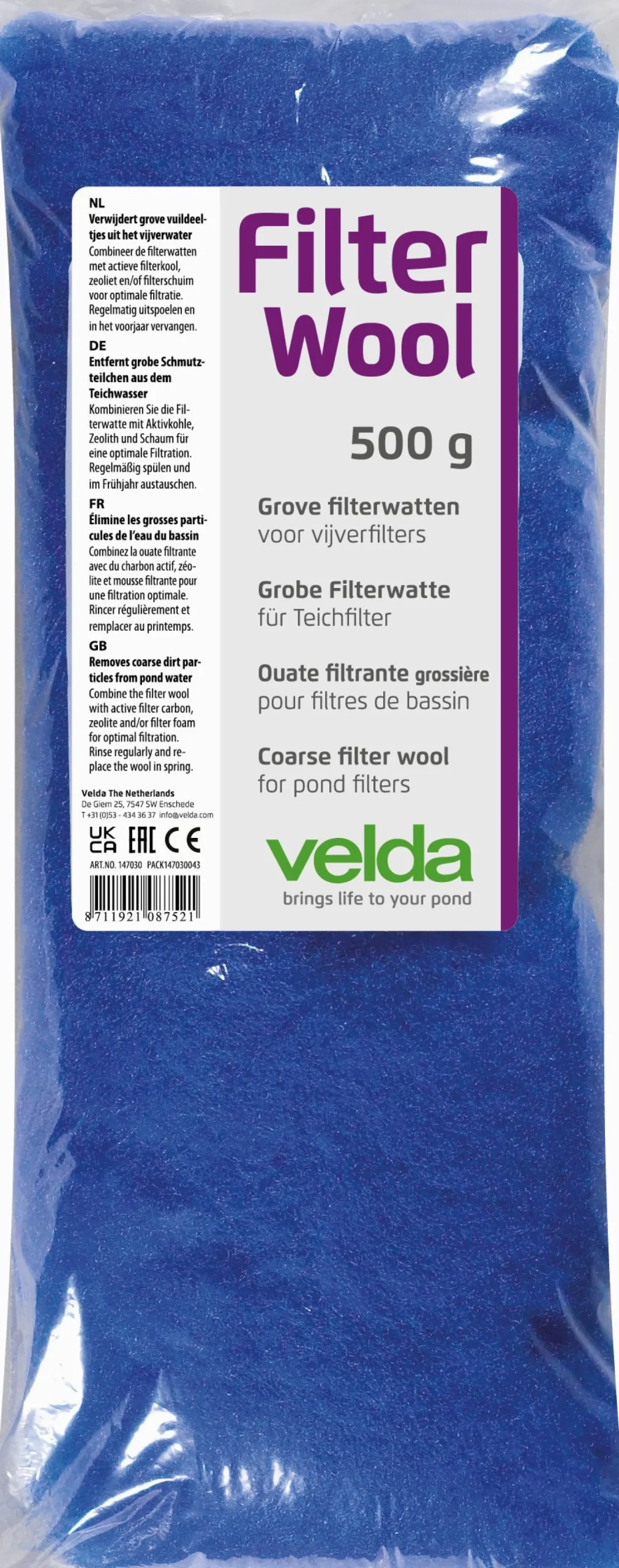 VT filterwatten blauw 500 g